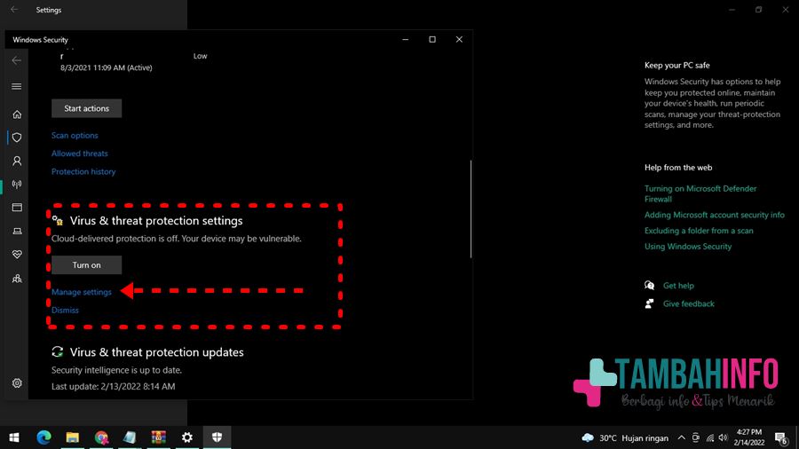 Mematikan antivirus window 10