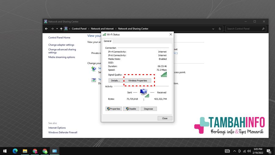 Cara melihat password wifi di windows 10