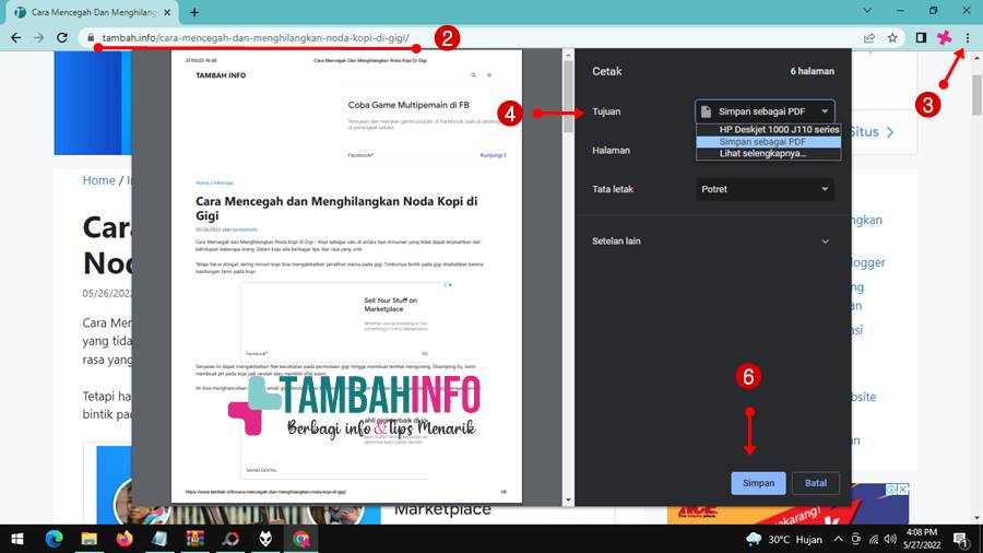 Cara Download Halaman Web jadi pdf di Desktop