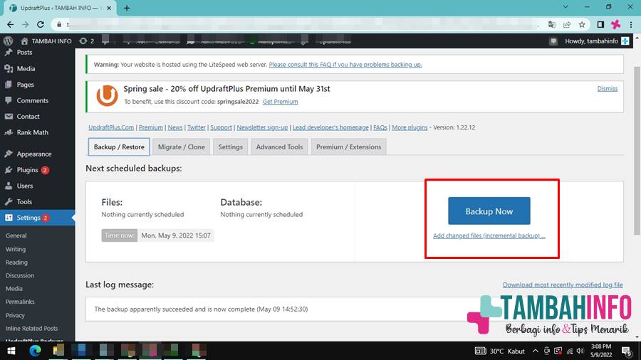 Cara backup wordpress dengan mudah
