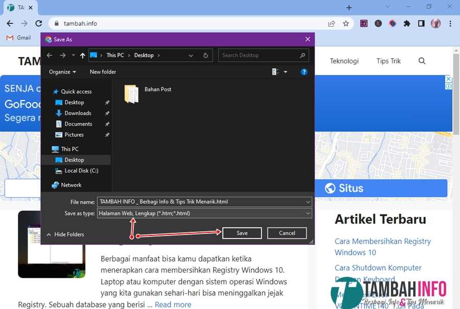 cara download halaman di chrome