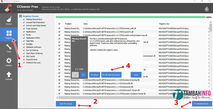 cara membersihkan registry dengan ccleaner
