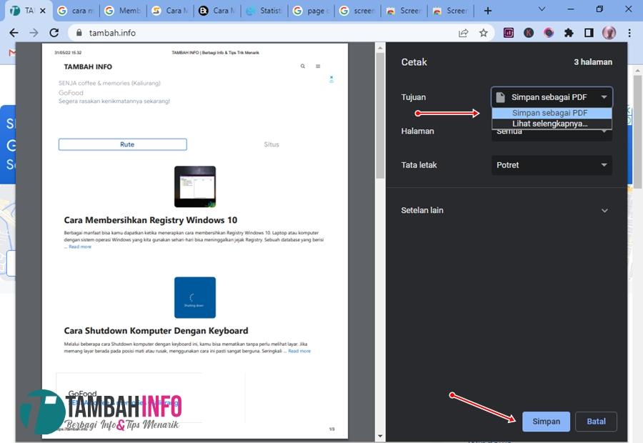 cara menyimpan halaman web di desktop